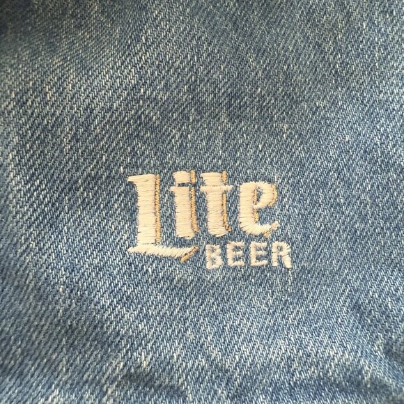 VTG MVP Cor Inc MILLER LITE Blue Denim Jean Jacket Distressed Men's Size Large - Picture 5 of 16